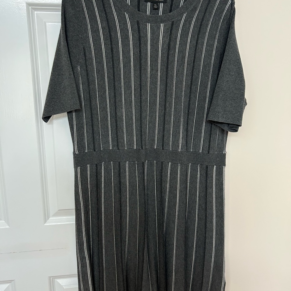 Banana Republic Charcoal and White Striped Midi Dress